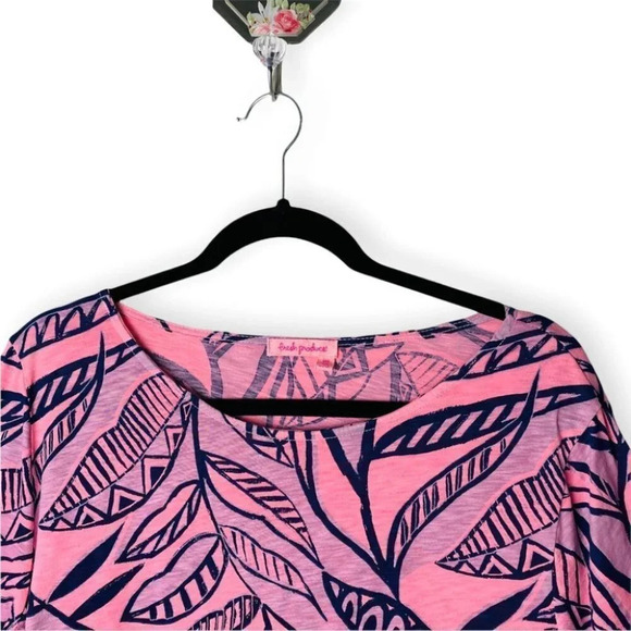 Fresh Produce Pink & Purple Leaves 3/4 Sleeve Loose Top - Picture 3 of 7